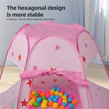 Różowy sześciokątny namiot dziecięcy, namiot dla księżniczek do użytku wewnątrz i na zewnątrz z płotkiem i basenem z piłeczkami, składany namiot dla niemowląt (bez piłek), zamek z bajki, domek do zabawy dla chłopców i dziewczynek, zabawki dla niemowląt, artykuły dla niemowląt, letni namiot dla dzieci na zewnątrz, prezent urodzinowy dla dziecka, zabawki dla dzieci