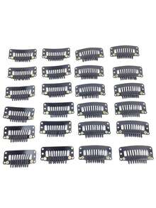 40pcs U-Shaped Metal Clips Suitable For Hair Extensions, DIY Snap Clips For Wigs With Rubber, Black, Claw Clips, Hair Claws, Hair Slide, Hair Barrettes, Hair Accessories, Hair Piece, Head Accessories, Hairpin - Black - View 5