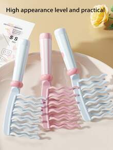 双排波浪齿宽齿卷发梳，内置清洁刷，加长手柄头皮按摩梳，蓬松梳，防静电卷发造型梳，适用于美发沙龙 - 彩色 - 查看 8