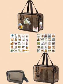 1PC Storage Bag Makeup Travel Bag Make Up Brush Bag Toiletry Bag Transparent Single-Layer Makeup Bag Made Of PVC Material, Hand-Held Toiletry Bag, Cosmetic Storage Bag, Beach Bag,Essential For Traveling Makeup Travel Toiletry Organizer Clear Essentials Gifts Storage Zipper.