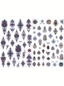 2/6 件 3D 波西米亚风格指甲贴纸，神秘哥特式曼陀罗花卉印花贴花雕刻美甲装饰贴片，美甲配件工具，美甲用品 - 彩色 - 查看 10