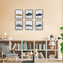 6pcs Frameless Supercar Posters, Gifts For Car Enthusiasts And Collectors, Racing Murals, Sports Car Prints, JDM Decoration Set Room Study Living Room Decoration Posters 8x10inch