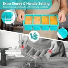 Silicone Freezer Molds For Soup With Lid, 1-Cup & 2-Cup Large Ice Cube Trays Food Storage Containers For Meal Prep, Freeze 250mL/125mL Portions – 2 Pack - Hồ Xanh - Xem 6