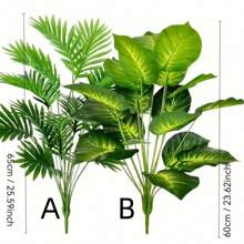 2 件热带植物套装 - 人造花叶万年青和槟榔棕榈，适用于家庭、办公室、花园装饰 - 非常适合婚礼、周年纪念和节日 - 室内/室外使用，不含花盆、房间装饰、家居装饰、厨房装饰、婚礼装饰