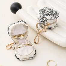 Mini organizador de joyas, estuche de viaje para joyas, cajas para pendientes, collar, anillo, bolso portátil, caja de joyas de cuero - A - Ver 3