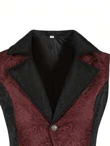 Chaleco sin mangas con cuello de solapa y diseño de parches de colores contrastantes para hombre