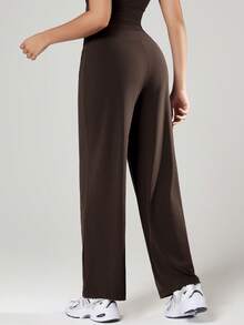 VUTRU 高腰七分宽松阔腿瑜伽裤紧身裤 - 咖啡棕 - 查看 2