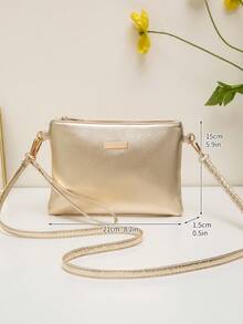 Mini Wristlet Coin Purse Shoulder Crossbody Bag For Women, New Versatile Small Unique Shoulder Crossbody Sweet Square Bag, Spring/Summer - Gold - View 3