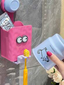 1 pièce Boîte de rangement pour salle de bain, support mural à ventouse en forme d'œil créatif et mignon pour brosse à dents, boîte de rangement pour serviette de toilette et divers. Rangement et organisation de salle de bain, support pour brosse à dents et dentifrice.