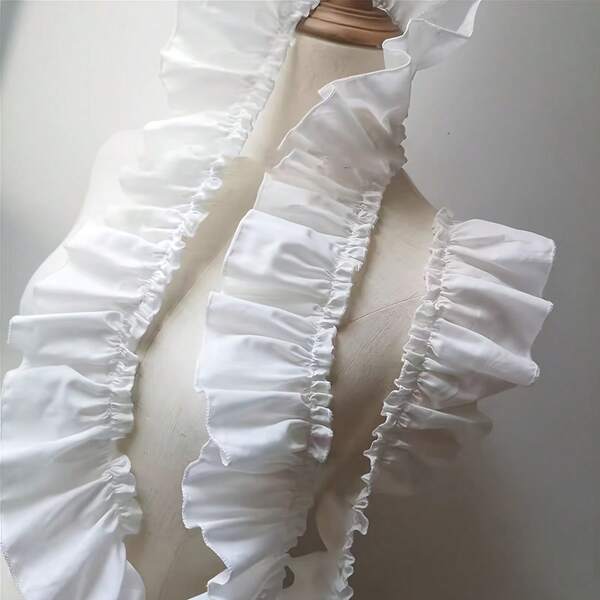 White Widened Clothing Skirt Hem, Home Textile, Curtain, Ruffle Trim Fabric Accessory
