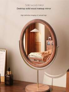 Retro Bedroom Wall-Mounted Mirror, Solid Wood Makeup Mirror, Household Desktop Wooden Chinese-Style Standing And Rotatable Dressing Mirror