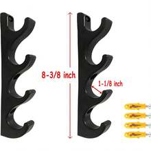 Soporte horizontal para caña de pescar, 4 cañas, Negro, Plástico, Fácil de instalar, Accesorios incluidos