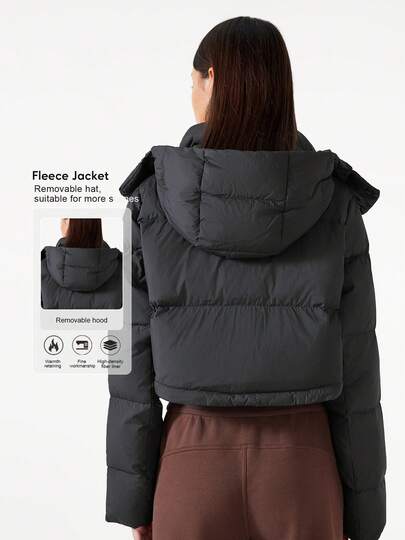 Sodalemon Chaqueta acolchada con capucha para mujer, sudadera deportiva casual con cremallera para exteriores, capucha ajustable, para actividades físicas y al aire libre