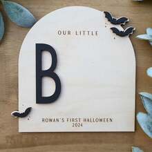 DIY Footprint Art, Baby's First Halloween, "My Little Baby" Sign, Wooden Children's Craft, Customized Children's Keepsake, Personalized Halloween Decoration - Wooden Footprint Art - View 4