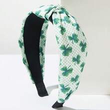 1pc Women's Fashion Headband Hair Accessory, Simple Printed Fabric Headband Clover Polka Dot Fashion Headband Irish St. Patrick's Day Headband Suitable For Daily Leisure, Festival Party Wear, Perfect Holiday Gift For Family And Friends - 帽子 - 查看 4