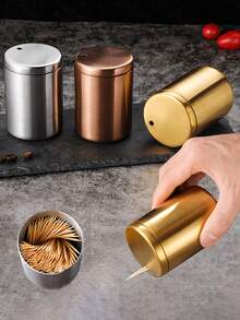 不锈钢牙签盒，便携式牙签收纳盒，金属牙签盒，适用于餐桌、餐厅、旅行 - 彩色 - 查看 2