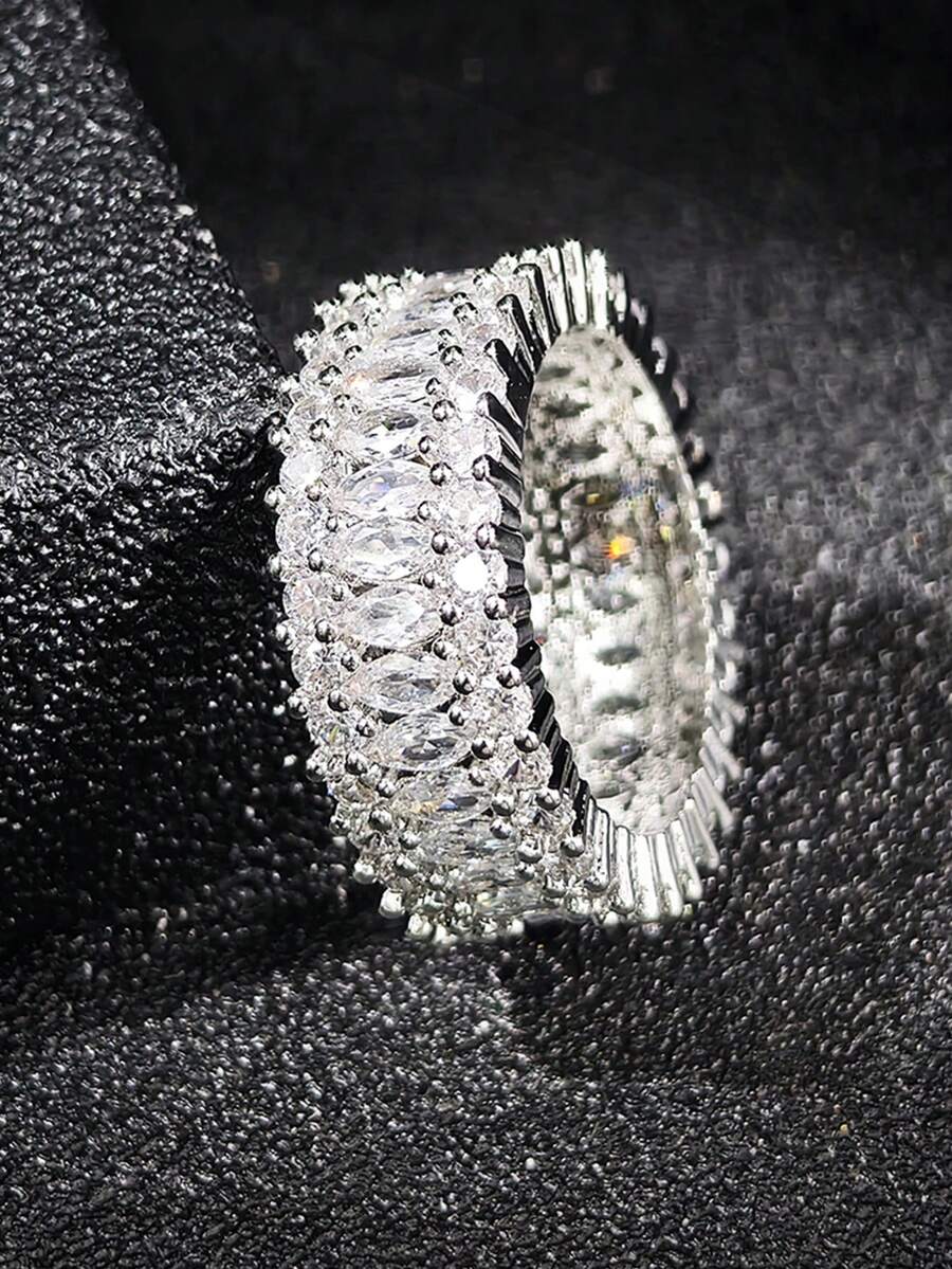 MOONSO 1 件方晶锆石镶嵌戒指，奢华创意时尚戒指