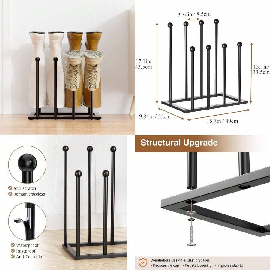 Free Standing Shoe Racks Black Metal Boot Rack Organizer For Dorm Room Closet Entryway Bedroom Patio Outdoor Hallway Black Shoe Rack Organizer For 4 Pairs