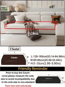 1 pièce Housse de canapé en peluche Teddy de couleur unie, élastique enveloppante, chaude et confortable, style minimaliste Ins, anti-dérapante et anti-salissure, lavable, convient pour canapé en L 1/2/3/4 places dans le salon, la chambre, le bureau