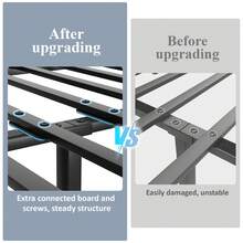 Bed Frame With LED Light, Industrial Platform Bed With Charging Station, 2-Tier Storage Headboard, No Box Spring Needed, Noise-Free, Strong Support Legs - 黑色 - 查看 8