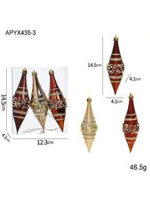 2/3 szt. lśniących, w kolorze szampańskim, wkręcanych ozdób choinkowych, w pudełku