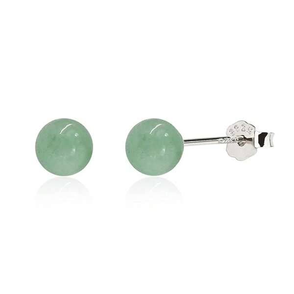 Jade Stud Earrings, 8mm Green Jade Earrings Women, 925 Sterling Silver Earrings Studs Sensitive Ears, Jade Jewelry Women & Men, Good Luck Handmade Earrings Birthday Anniversary