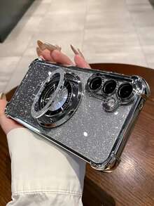 （支架）1 件装极简支架手机壳，太空主题，防摔/TPU 硅胶软边高端保护壳，防尘孔边加厚奢华手机壳，兼容三星 Galaxy S24 Ultra/S24 Plus/S24/S23 Ultra/S23 Plus/S23/S22 Ultra/S22 Plus/S22/S21 Ultra/S21 Plus/S21 FE/S23 FE/S20 Ultra/S20 Plus/S20 FE，支架电镀 + TPU 硅胶软边全包覆男女通用高端保护壳，兼容 OPPO - 銀色 - 查看 3