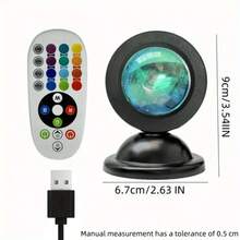16 Colors RGB Sunset Projection Lamp | Remote Control Stage Projection Light, USB Powered | Smart Dimming & Color Adjustment | Romantic Sunset Desktop Lamp | LED Ambient Lighting For Party, Wedding, Photography And Home Decor | Perfect Gift