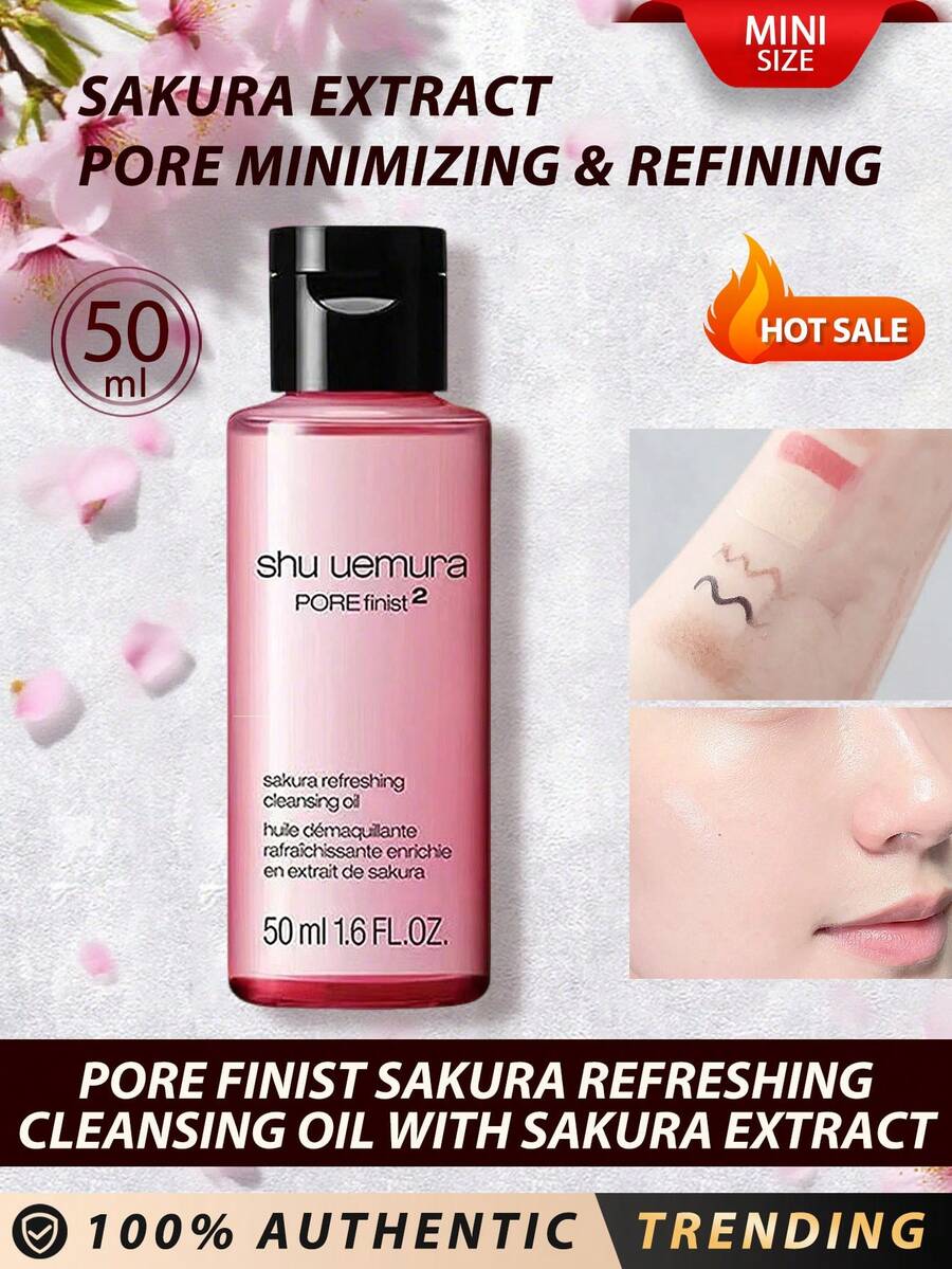 SHU UEMURA [Mini] PORE FINIST SAKURA REFRESHING CLEANSING OIL 50ml / Pore Minimizing & Pore Refining & Sakura Extract / For Acne Prone Skin & Oil Control & Deep Cleansing / A Gentle Face Wash And Makeup Remover Designed For Acne Prone & Oily Skin. - SAKURA 50ml - 查看 1