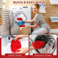 4 Pack Chenille Mop Heads Replacements Compatible With O-Cedar Easy Wring 1 Tank System Chenille Duster Replacement Heads Reusable Spin Mop Pad Washable Dust Refills For Floor Cleaning(Red) - Đỏ - Xem 6