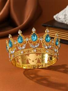 تاج فاخر مرصع بالراين ستون، تيجان من سبيكة عصرية، مناسبة للزفاف وعيد الميلاد وزينة الكيك، بطراز الأميرة - DG245 - مشاهدة 7