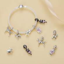 WOSTU 1件925纯银可爱动物宠物吊坠，柯基犬、西施犬、腊肠犬串珠吊坠，适合搭配手链、项链、DIY首饰、礼品 - 彩色 - 查看 3