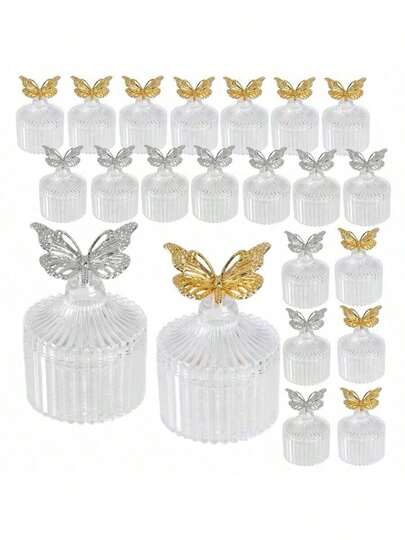1/6/12件蝴蝶形盒子，糖果盒，透明储物盒，可重复使用，适用于婚礼、派对、聚会、餐桌装饰等