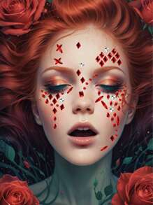 1pc Red Rhinestone Face Sticker, Suitable For Halloween Blood Tear DIY Decoration, Bridal, Stage Performance, Holiday Party, Gathering Makeup, Available In Various Shapes Like Diamond, Round, Teardrop, Oval, Customizable For Both Men And Women