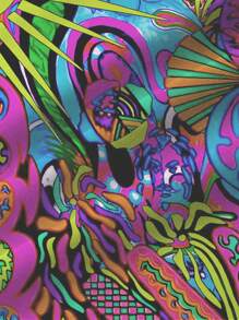 Abstract Art Print Men's Button Pocket Short Sleeve Shirt