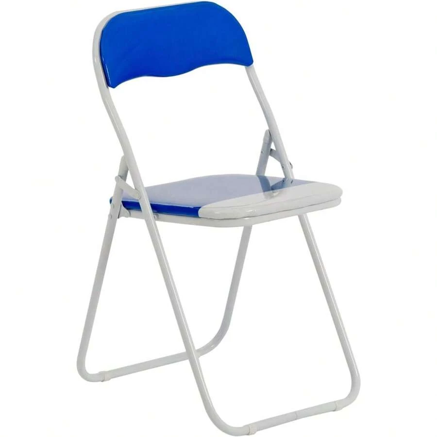 Padded Folding Chair - Easy Store Metal Frame Foldable Desk Chair For Office, Dining, Kitchen - Blue - View 1