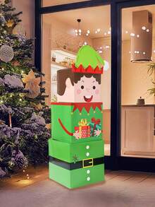 3 件套圣诞堆叠礼盒套装，圣诞场景可堆叠礼盒，带有圣诞老人、雪人、姜饼人、雪人、麋鹿、精灵图案，充满活力的冬季装饰，圣诞派对装饰，圣诞树装饰用品，家居圣诞饰品，圣诞装饰，装饰，冬季装饰，圣诞派对礼品， - 彩色 - 查看 13