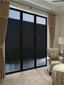 1卷装，宽度可选30/45/60/90厘米，静电吸附式全遮光窗膜，保护隐私，遮光隔热，黑色窗帘，100%遮光，无需胶水 - 彩色 - 查看 4