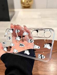 1pc Halloween Ghost Black Cat Polka Dot Soft Phone Case Compatible With IPhone, Honor, Redmi, Galaxy, Phones - Clear - View 3