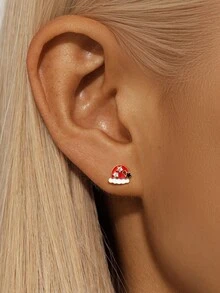 1pc 925 Sterling Silver Christmas Earrings For Women, Xmas Gifts Holiday Cute Stud Earrings Hypoallergenic Christmas Tree Snowflake Stud Festive Party Jewelry Gifts