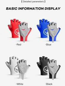 Vilico 1 Pair Of Black And White Blue And Red Short Finger Gloves,Gym Half Finger Gloves,Outdoor Sports Style Men'S And Women'S Gloves,Thick Shock-Absorbing And Anti Slip Palm Pad Gloves,Breathable And Wear-Resistant Fabric Suitable For Fitness,Running,Weightlifting,Volleyball,Basketball,Badminton,Cycling,Hiking,Climbing,Dancing,Outdoor Camping,Fishing,Bike Half Finger Gloves