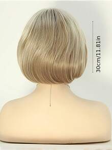 Peruca elegante, cabelo curto estilo fada, penteado dourado degradê para estudantes, bobo tingido no topo, com capa de fibra sintética por dentro, densidade 150%, fibra sintética, para perucas femininas