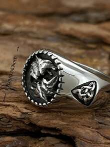 European And American Fashion Personalized Double Wolf Head Stainless Steel Ring, Unisex US Size, 1PC, Suitable For Boyfriend, Friend, Couples, Couple Wear - Twin Wolves - View 4