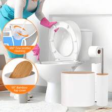 Bathroom Accessories Set, 10PCS Bathroom Accessory Set, Toilet Brush, Trash Can, Qtip Holder Dispenser & Soap Dispenser, For Bathroom, White - White - View 4