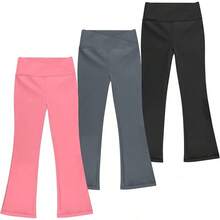 Girls Flare Leggings With Pockets, Crossover High Waist Bell Bottom Yoga Pants For Dance & Everyday Wear - Pink - View 1