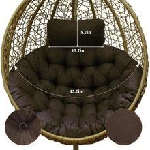 Water Resistant Hammock Swing Chair Cushion (ONLY CUSHION) Egg Chair Cushion Pad Replacement With Head Pillow For Indoor And Outdoor - 棕色 - 查看 5