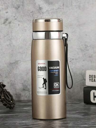 1 Stück Edelstahl Isolierbecher, großer Fassungsvermögen praktischer Tee-Trennbecher für den Außenbereich & Auto, großer Fassungsvermögen isolierter Becher tragbare Auto-Wasserflasche, Studenten Wassertasse Outdoor Teetasse, geeignet für Schule, Camping und Wandern