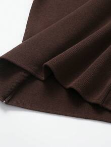 Áo thun nữ tay ngắn cổ tròn màu trơn, kiểu dáng rộng rãi, thích hợp mặc mùa hè. - màu nâu - Xem 5