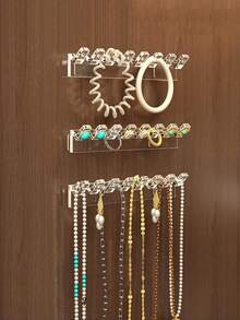 3件套优雅透明壁挂式首饰展示架，多功能项链手链收纳架，时尚首饰收纳架，可放置耳环和钥匙，是梳妆台、镜柜的理想之选，也是返校必备、秋季装饰、圣诞礼物、感恩节家居收纳、新年派对准备、情人节女士专属收纳方案的完美之选，用别致的首饰收纳架和季节性风格提升您的空间格调。 - 彩色 - 查看 7