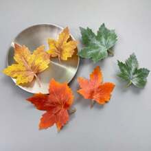 6pcs Faux Maple Leaf Hair Clips, Orange & Green, Unique & Fun Bangs Clips, Claw Clips, Hair Claws, Hair Slide, Hair Barrettes, Clips For Hair, Hair Accessories, Christmas Outfit For Women - Multicolor - View 8